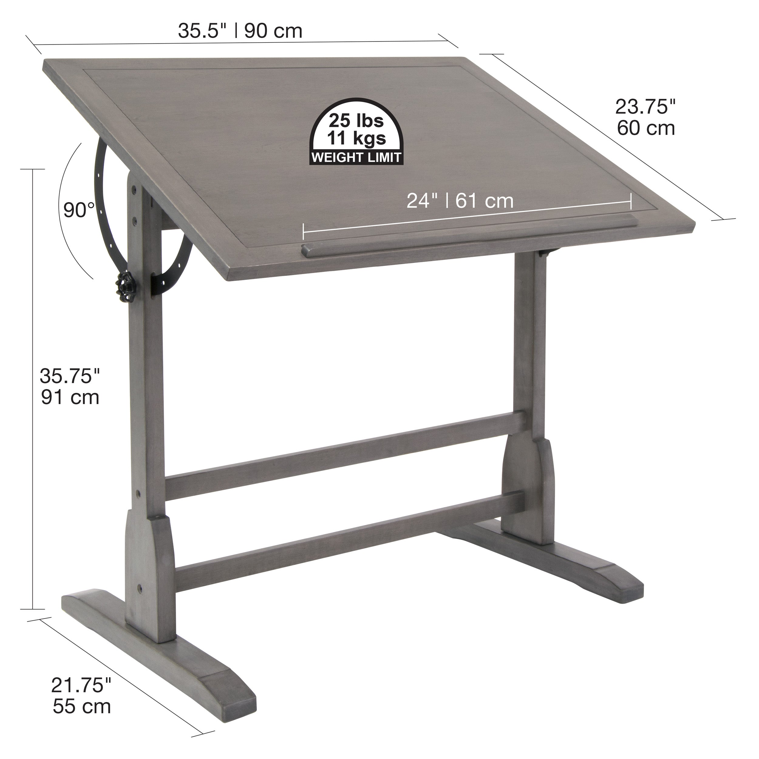 Studio Designs Vintage Draft Table Gray - 36" x 24" (Special Order)