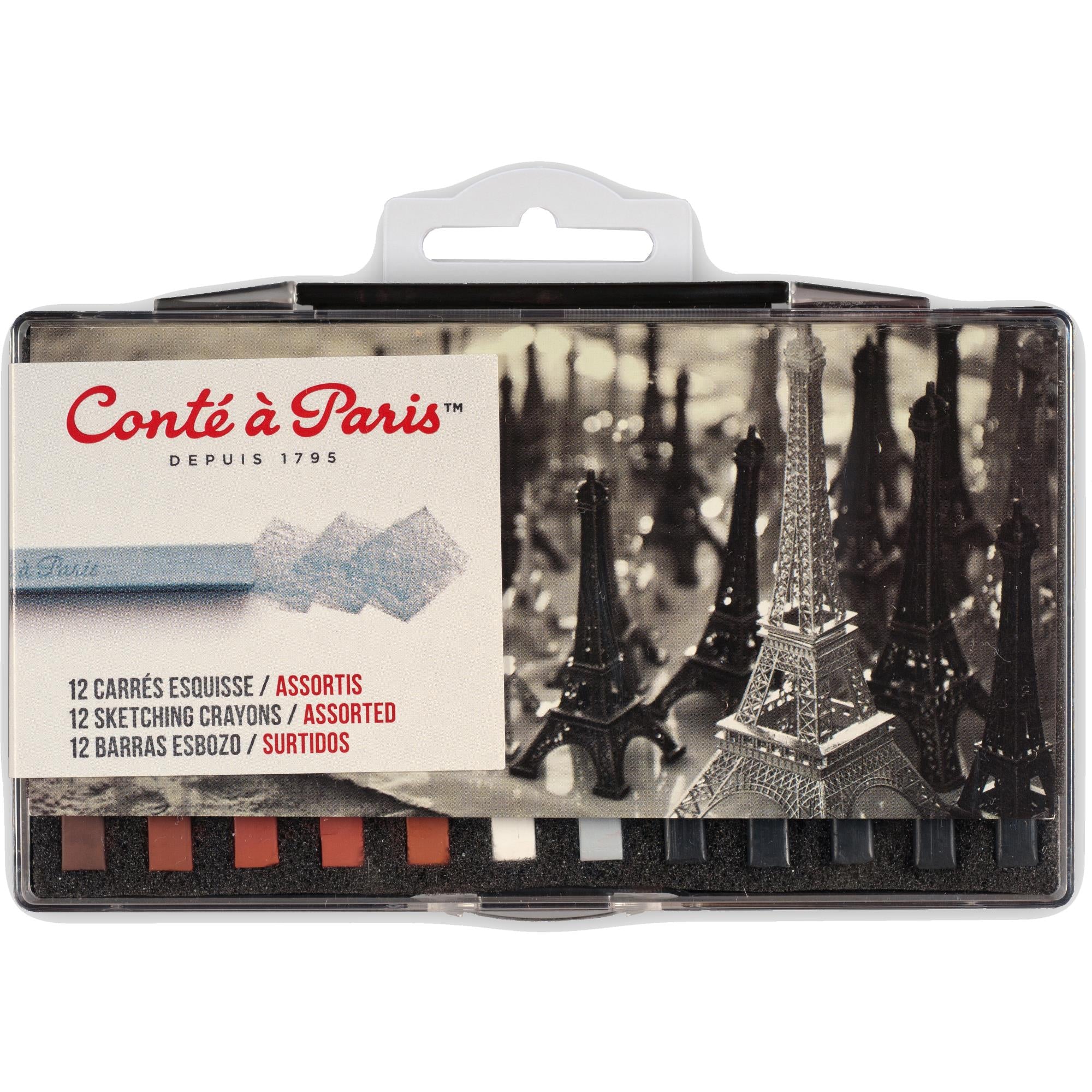 Conté à Paris Sketching Pastel Carré Set of 12 - Assorted