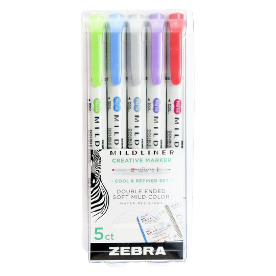 Zebra Mildliner Double Ended Highlighter Set of 5 - Cool & Refined