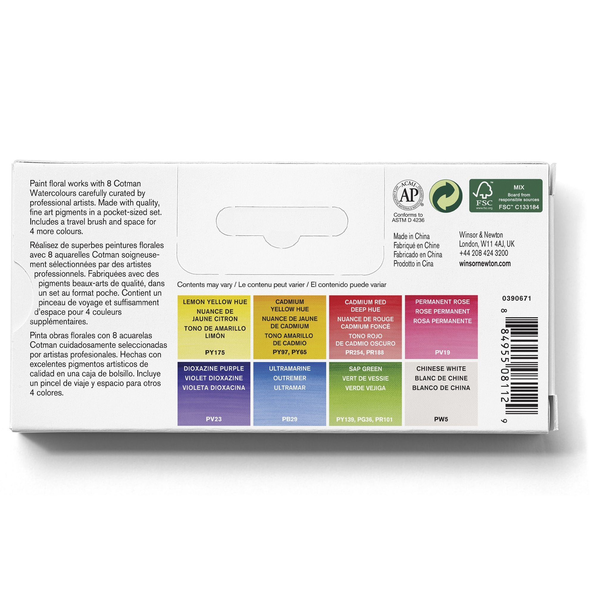 Winsor & Newton Cotman Watercolour Pocket Floral Set of 8