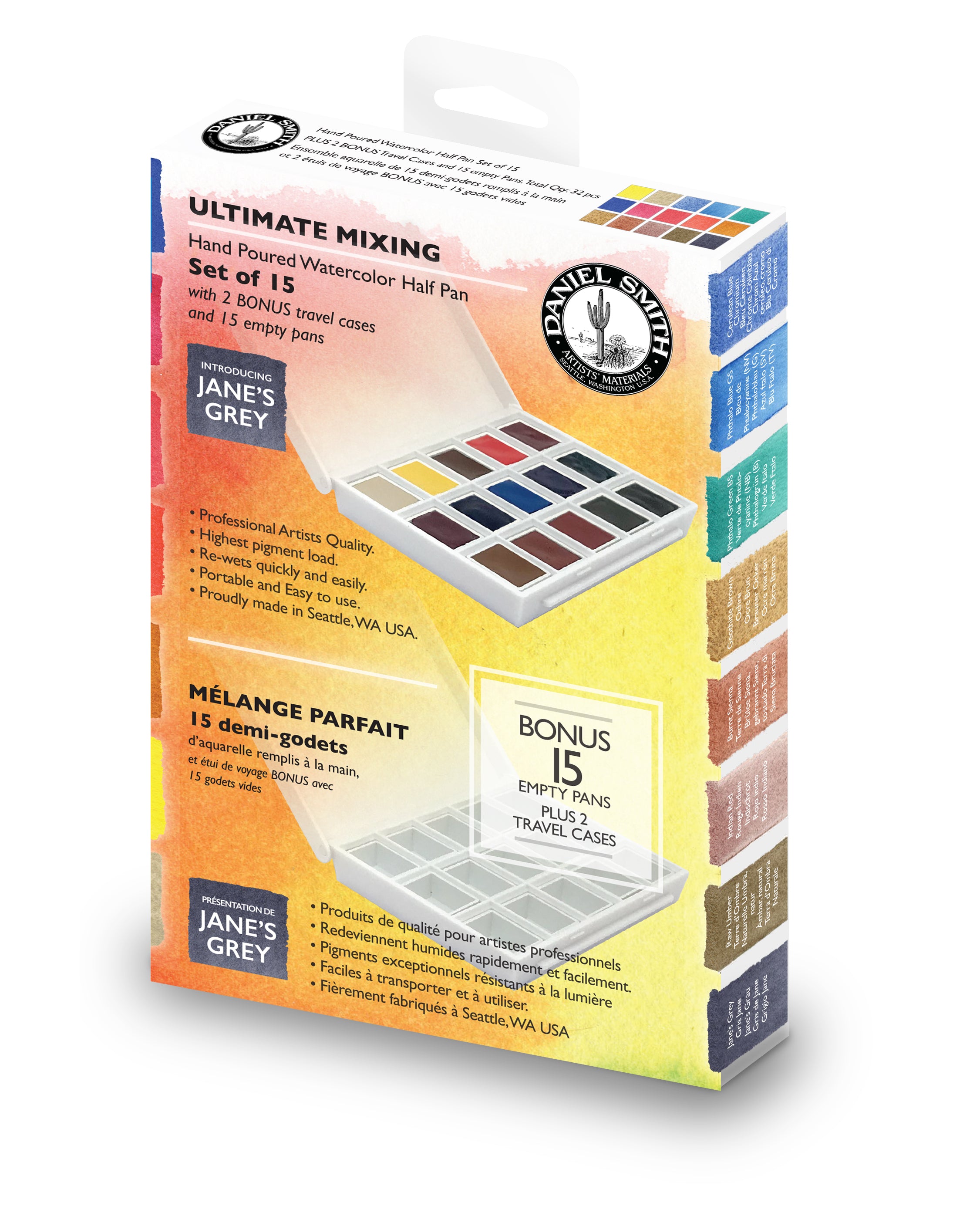 Daniel Smith Extra Fine Watercolors Half Pan Set of 15 - Ultimate Mixing