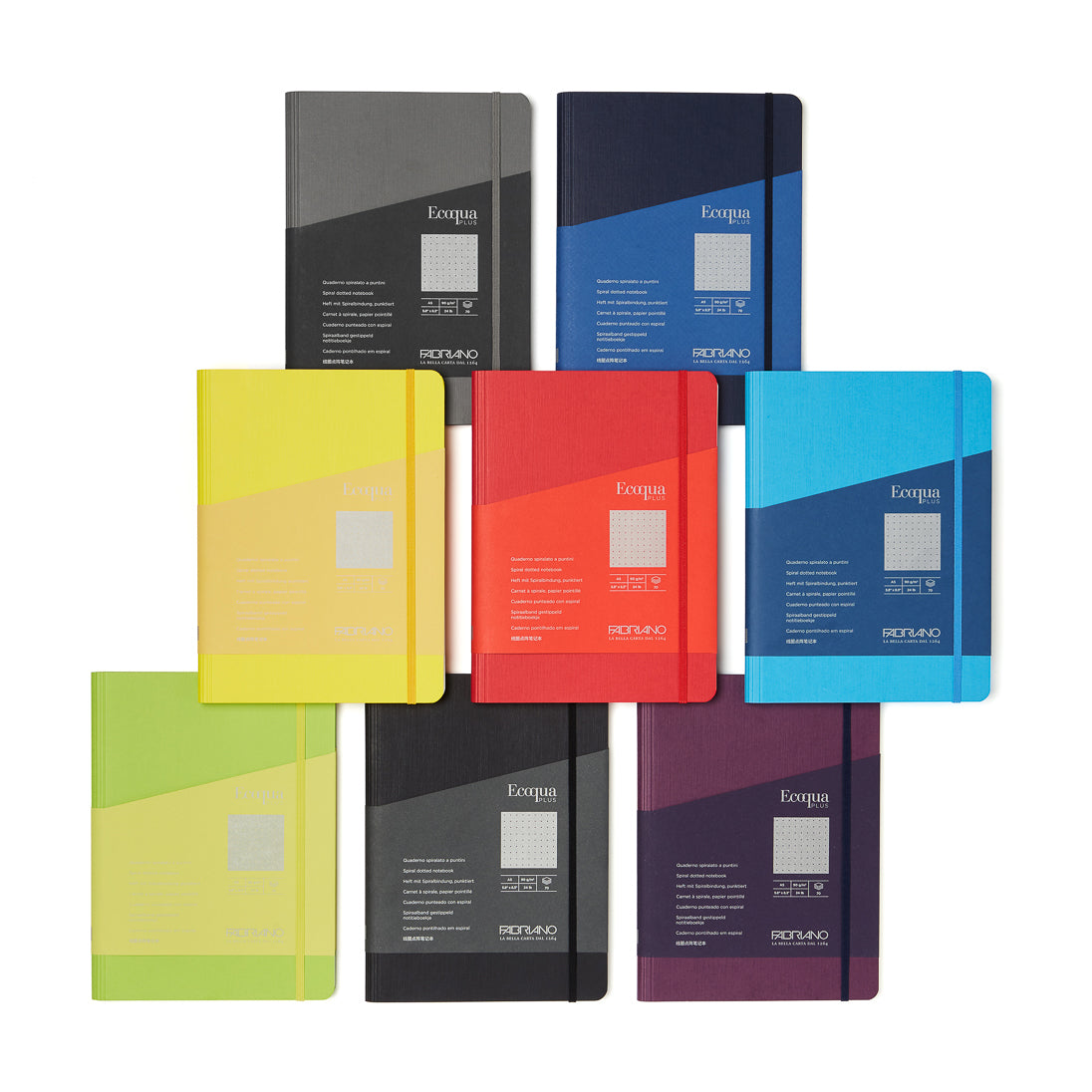 Image of 8 colours of Fabriano Ecoqua Plus Fabric Notebooks