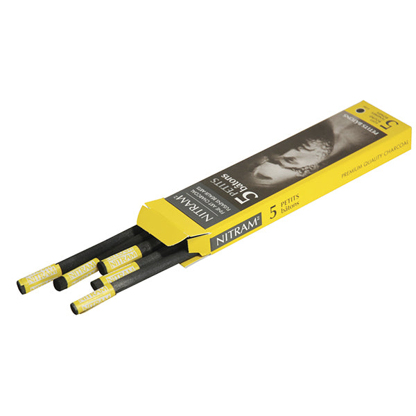 Nitram Fine Art Extra Soft Charcoal Box of 5 Petit Round 6mm