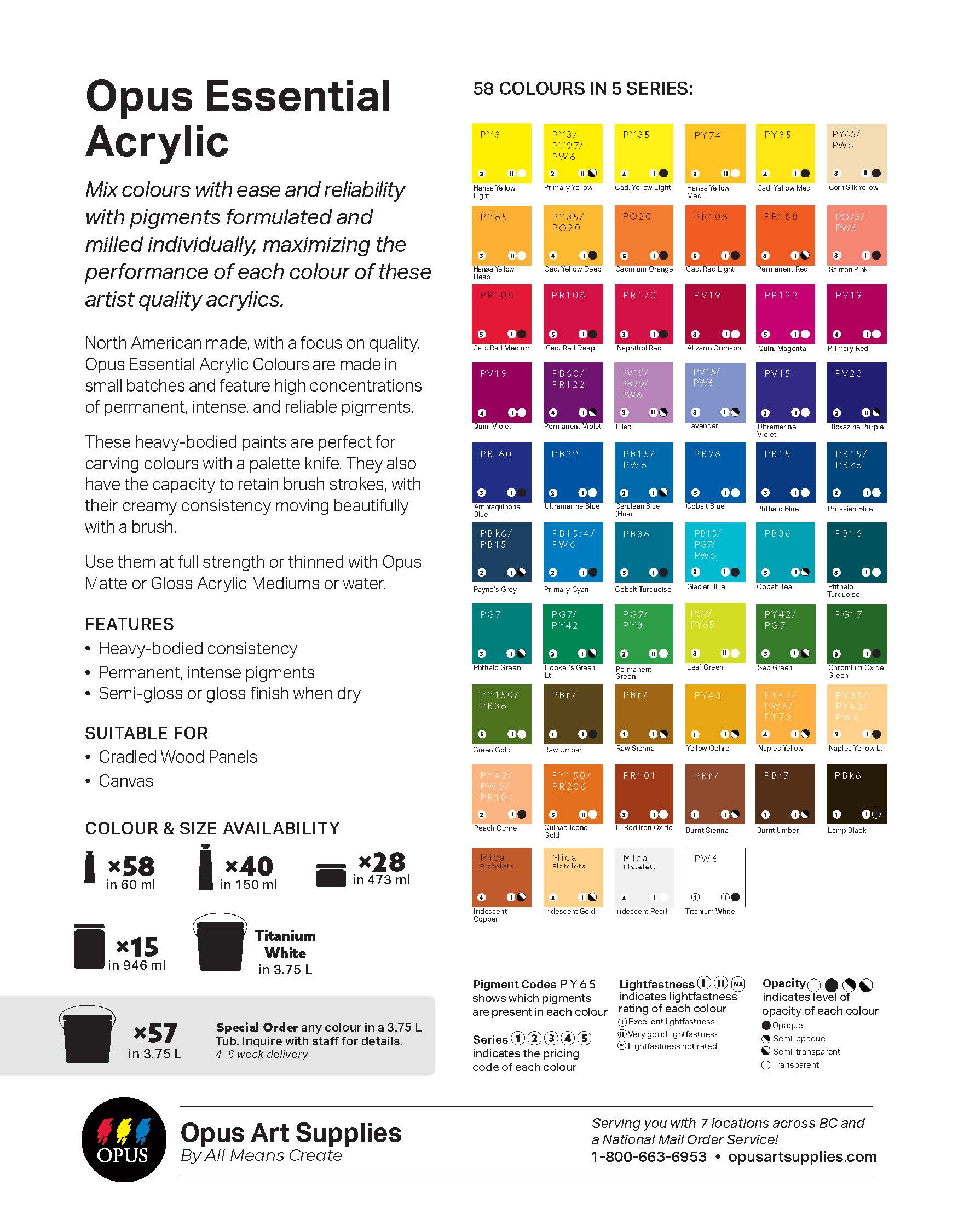 Opus Essential Heavy Body Acrylics - White or Yellow