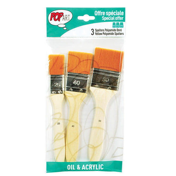 Pebeo Spalter Brush Sets - Orange Polyamide Set of 3