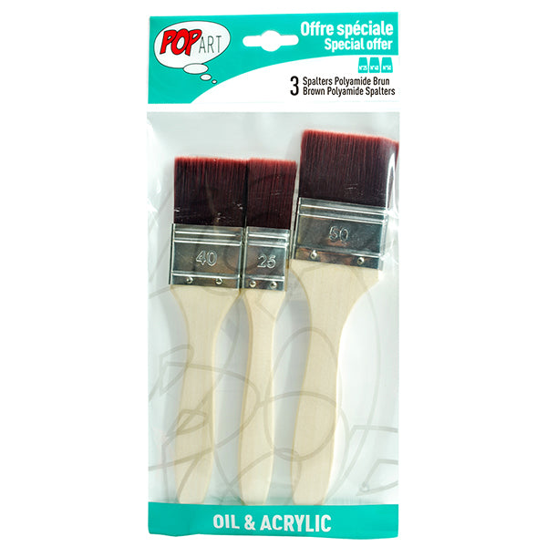 Pebeo Spalter Brush Sets - Brown Polyamide Set of 3