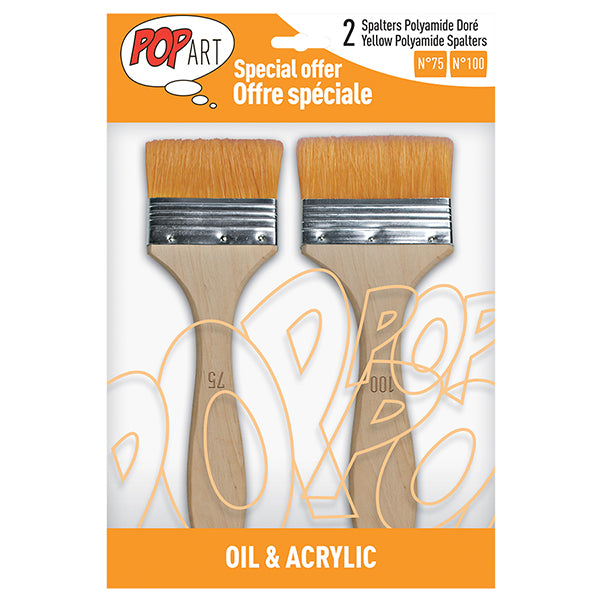 Pebeo Spalter Brush Sets - Orange Polyamide Set of 2