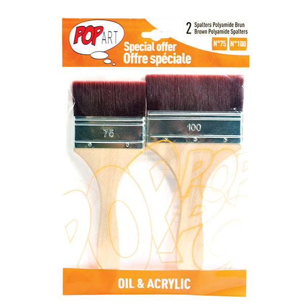 Pebeo Spalter Brush Sets - Brown Polyamide Set of 2