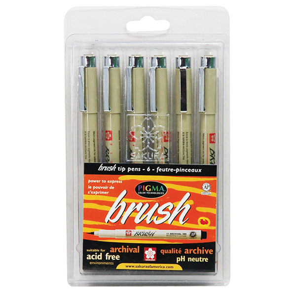 Sakura Pigma Micron Brush Pen Set of 6