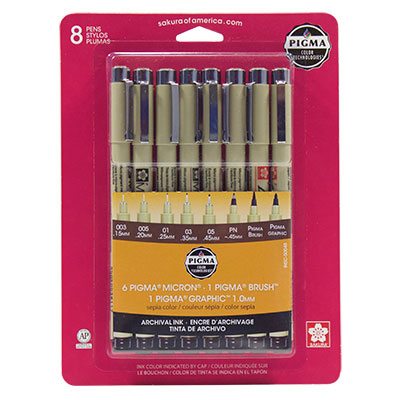 Sakura Pigma Micron Pen - Sepia Set of 8