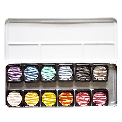FineTec Pearlescent Watercolours Set of 12 Rainbow (Feather image)