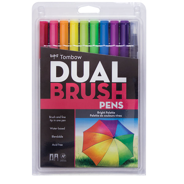 Tombow Dual Brush Pen Set of 10 - Bright Palette
