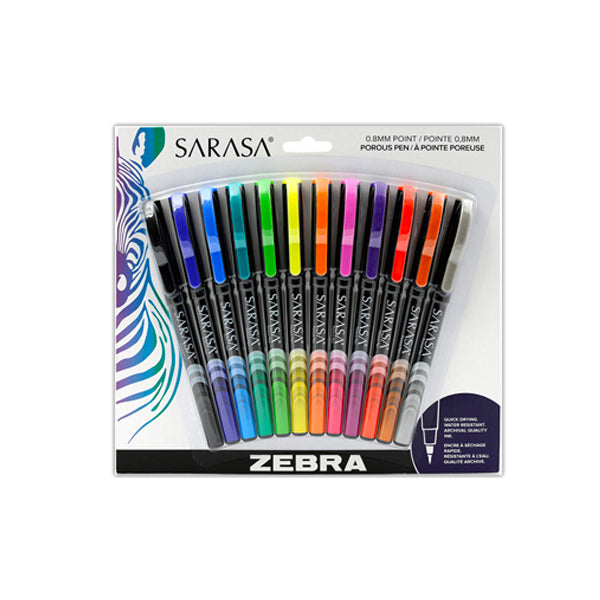 Zebra Sarasa - Porous Fineliner Set of 12
