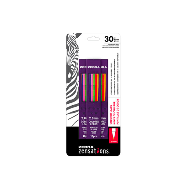 Zebra Refill for Zensations Mechanical Pencil 2mm Assorted Colours 3 Pack
